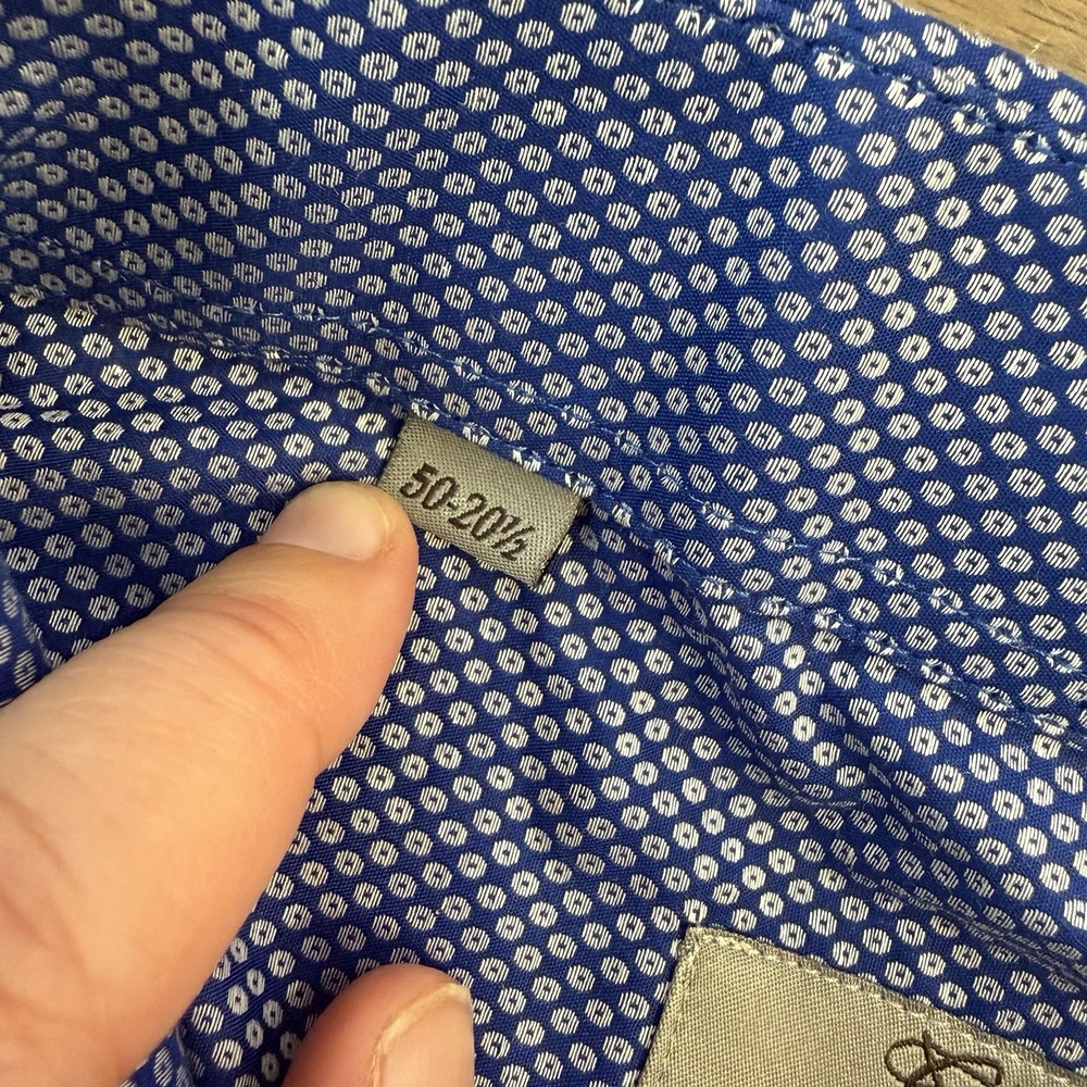 Canali Micro Print Men's 50 20.5 Modern Fit Blue Button Up Dress Shirt Exclusive - Picture 5 of 14